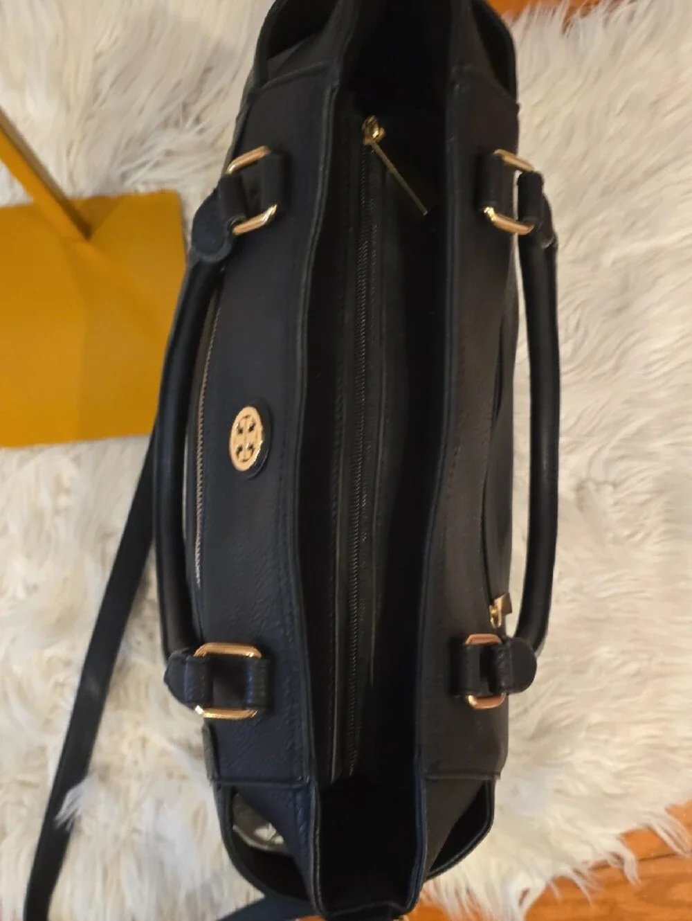 Tory Burch Black Pebble Leather Tote